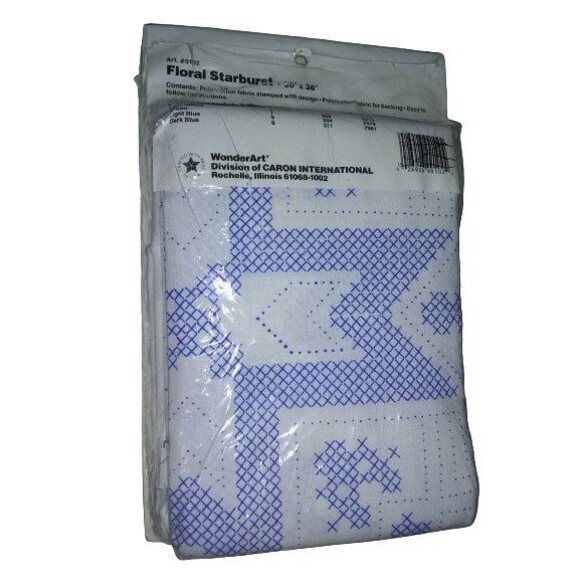 WonderArt stamped Mini Quilt with backing #9102 Floral Starburst 36x36" - Picture 2 of 2